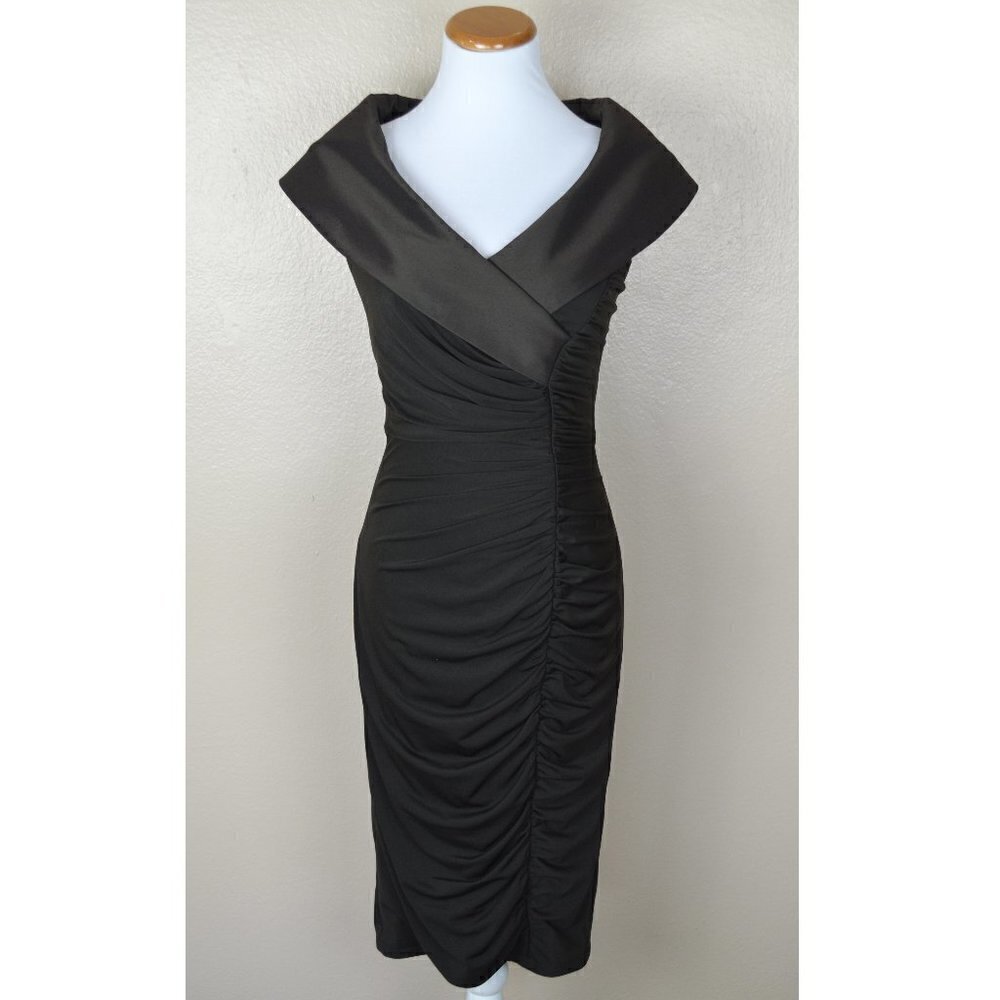 Tadashi Collection Portrait Collar Ruched Sheath